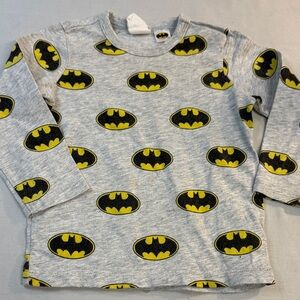 H&M - 9-12M - Grey Batman Logo Long Sleeve Shirt